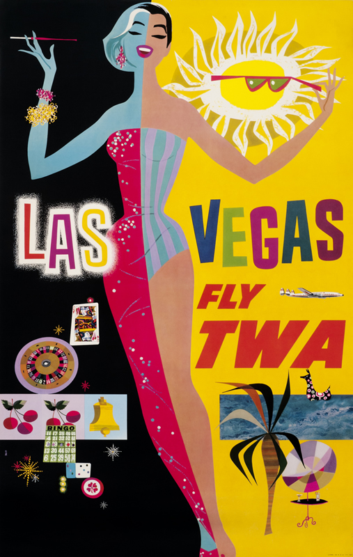 Glam woman by night and day with high life and sun; black, red, blue, yellow