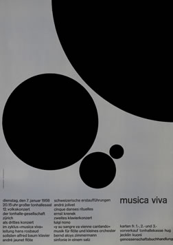 Planetary black dots cross the page with text beneath; black, grey