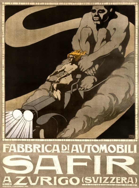 Woman drives car with giant passenger; black, gray, yellow, white