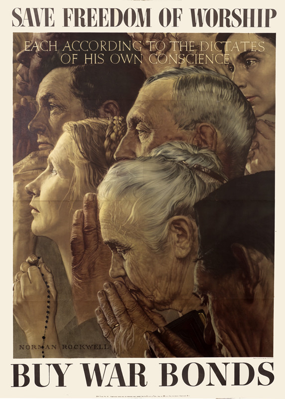 People of all ages, all types worshipping; cream, brown, gray