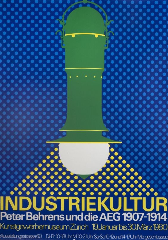 Industrial style lamp; blue, green, yellow